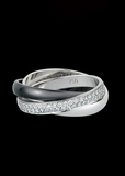 美国代购正品 Cartier/卡地亚 Trinity系列白金镶钻三环陶瓷戒指