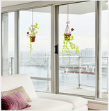 室内清新植物盆栽 客厅卧室背景装饰墙贴吊篮藤蔓 可移除pvc贴纸