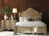 美式法式原木色风华白1.5 1.8米方床欧式实木雕花奢华婚床双人床