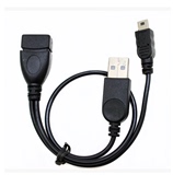 迷你Mini USB OTG Host数据线带外接供电 USB-A母对MiNI USB公线