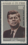 科特迪瓦1964，航空邮票1全新，美国总统肯尼迪逝世1周年MLH