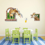 3D搞笑长颈鹿墙贴画创意贴纸客厅沙发儿童卧室幼儿园墙贴立体仿真