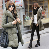 2014冬季女装新款 加厚保暖棉服外套韩版纯色中长款羽绒服大衣潮