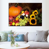 欧式抽象水果向日葵图案单幅横版无框画 饭厅餐桌背景墙装饰挂画
