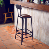 loft复古铁艺吧台椅 美式高脚椅前台椅 星巴克咖啡厅餐厅休闲椅子
