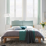 佰纳高家具 北欧现代全实木床 创意时尚大床简约卧室原木色双人床