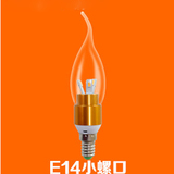 多宝照明特价LED小螺口蜡烛暖光暖白透明玻璃壳E14节能省电尖灯泡