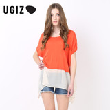 UGIZ韩国女装夏休闲宽松显瘦百搭雪纺拼接针织衫UBWW505A专柜正品