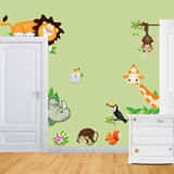 非洲犀牛猴子长颈鹿小动物儿童宝宝房墙贴幼儿园卡通环保装饰贴饰