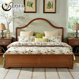 丽诺威轩美式乡村实木双人床新古典中式1.8M靠背床现代简约板木床