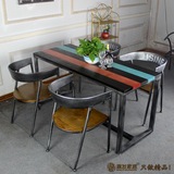 美式铁艺实木餐桌小户型饭桌法式长方形餐桌椅组合北欧咖啡厅桌椅
