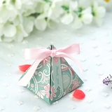小清新蒂芙尼欧式喜糖盒 Tiffany色花瓣个性喜糖盒三角形批发