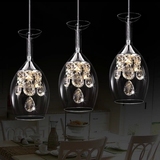 现代简约玻璃酒杯餐厅LED水晶个性吧台创意酒吧欧式艺术吊灯具