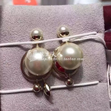 Dior迪奥 16早春新款金色大小珍珠红宝石水钻吊坠耳钉