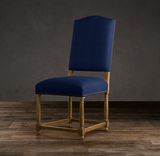 家具沙发法式 美式 复古实木 麻布面料 盾背直背 实木餐椅
