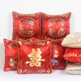 丝绸多功能抱枕被子两用大号靠垫被结婚含芯红色红木沙发靠枕包邮