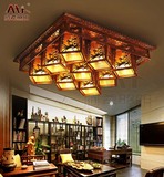 进口松木新中式古典木艺复古品牌特色仿古吸顶灯具实木雕花东南亚