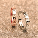 韩版带钻罗马数字18k彩金戒指女正品玫瑰金情侣戒指指环对戒饰品