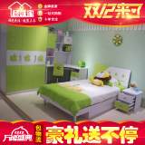 儿童家具套房 男孩女孩卧室成套家具套装组合 绿色儿童单人储物床
