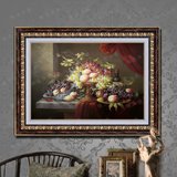 雅逸 古典油画手绘家居装饰有框画酒店餐厅挂画静物水果葡萄ZM06