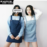 韩国官网正品代购女装16春季新款可爱清纯口袋元素背带裙99Bunny