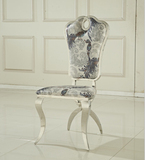不锈钢餐椅简约现代欧式绒布餐椅高靠背椅子时尚高档金属餐桌椅