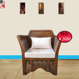 东南亚家具实木单人沙发椅木椅复古怀旧座椅扶手椅地中海风格家具