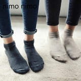 nimo nimo袜子女棉韩国四季学生低帮短筒袜纯色螺纹浅口运动船袜