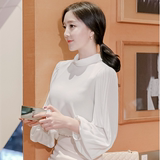 韩国代购雪纺衫女2016春装新款长袖衬衣灯笼袖气质上衣女衬衫韩版