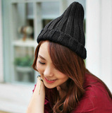 韩国版潮余文乐同款粗纯色简约男女情侣保暖针织毛线帽子