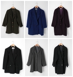 vintage复古古着孤品日本纯色西装领宽松型羊毛羊绒秋冬长袖外套