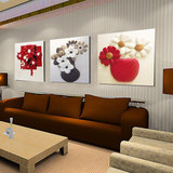 客厅装饰画现代简约无框三联画卧室餐厅挂画沙发背景墙壁画水晶画