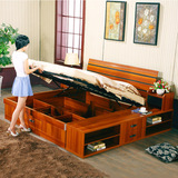 板式床现代简约抽屉气动收纳储物床高箱式床双人1.5 1.8米储物床