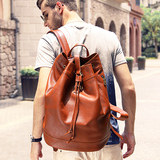 男士双肩包真皮学生背包大容量旅行李短途商务出差时尚女士购物袋