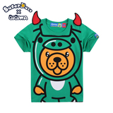 2015童装齐齐蛙夏装新款男童绿色卡通狮子儿童纯棉短袖T恤上衣