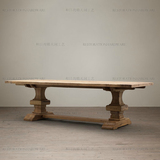 法式乡村老榆木大板餐桌 美式乡村复古长方桌 欧式原木家具会议桌