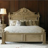 美式乡村床法式全实木床1.5 1.8米双人床复古做旧橡木北欧简约