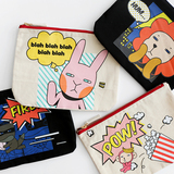 韩国代购正品romane可爱卡通动物纯棉化妆包文具包帆布实用收纳包