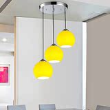 餐厅灯吊灯三头 彩色玻璃快餐店饭店厅灯 创意个性单头吧台吊灯