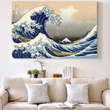 日本浮世绘神奈川冲浪里客厅沙发背景墙壁画装饰画单幅无框画挂画