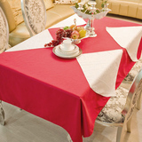 棉感柔软酒店长方形茶几布桌布布艺餐桌布台布红黄灰色