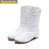 巴拉巴拉balabala女中童靴子公主时装靴儿童鞋子加绒冬季女童童鞋