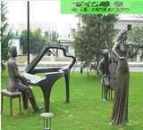 人物雕塑仿铜玻璃钢弹钢琴雕塑才子佳人雕塑广场公园景观 摆件音