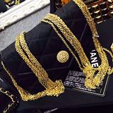 Chanel vintage金链黑缎面金链钻镶嵌单肩包 收藏品