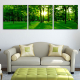画家居壁画客厅沙发背景墙装饰画无框画卧室四联画绿色森林风景挂