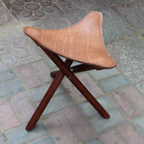 小款实木创意户外折叠凳子家用便携式马扎时尚休闲牛皮钓凳钓鱼椅