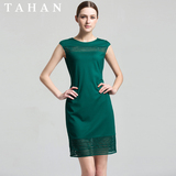 TAHAN/太和2016春夏新品无袖镂空修身连衣裙商场同款TAF21E115