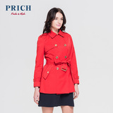 PRICH 2016春季新款女装 中长款双排扣女士风衣外套PRJT61104M