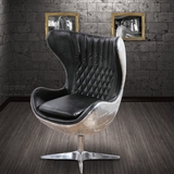 复古真皮鸡蛋椅创意铝皮太空电脑椅设计师蛋壳椅单人沙发办公椅