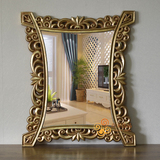 欧式高档家居壁挂装饰复古金雕花方形浴室镜化妆镜半身穿衣梳妆镜